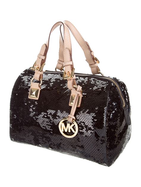 black michael kors sequin grayson|Michael Kors Black Sequin and Leather Medium Grayson Boston .